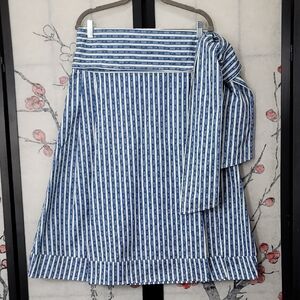 TORY BURCH Nwt GEMINI LINK STRIPE A-LINE WRAP MIDI SKIRT SIZE 12